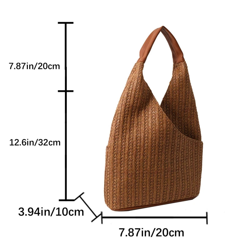 Fashion Straw Hollow Out Knitting Tote Bag Summer Cute Shoulder Bag Large Capacity Handbags and Purses Weave Beach Bag
