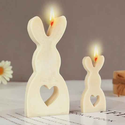 Easter Ornament Hollow Bunny Candle Mold Cute Rabbit Shape Plaster Decoration Molds Easter Rabbit Candle Holder Plaster Mold