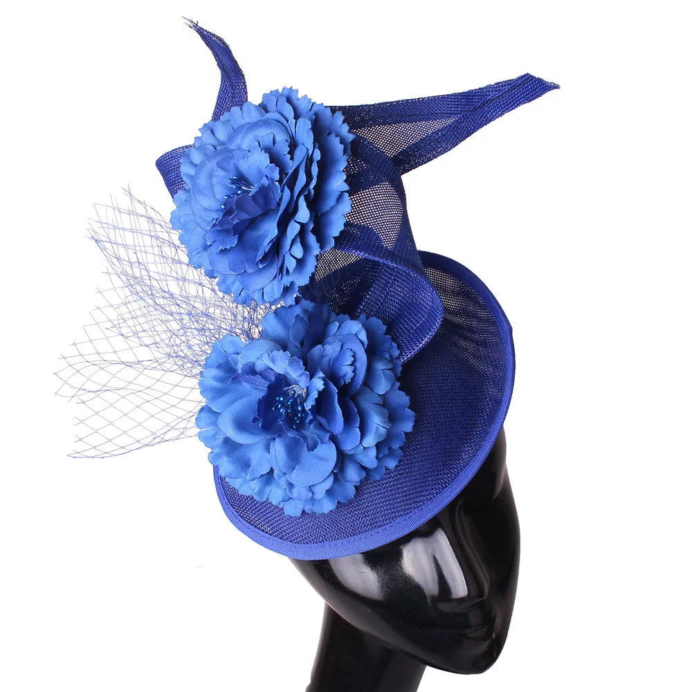 Wedding Fascinators Hot Pink Headpiece Mesh Headwear Wedding Party For Bride Hair Accessories Ladies Formal Dress Fedora Caps
