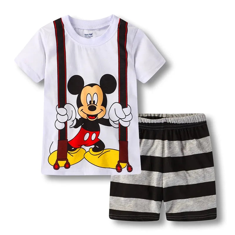 Neue Sommer Kinder Jungen Mädchen Kleidung Baby Baumwolle Prinzessin Pyjamas Sommer Kurzarm Set Cartoon Minnie Kinder Nachtwäsche