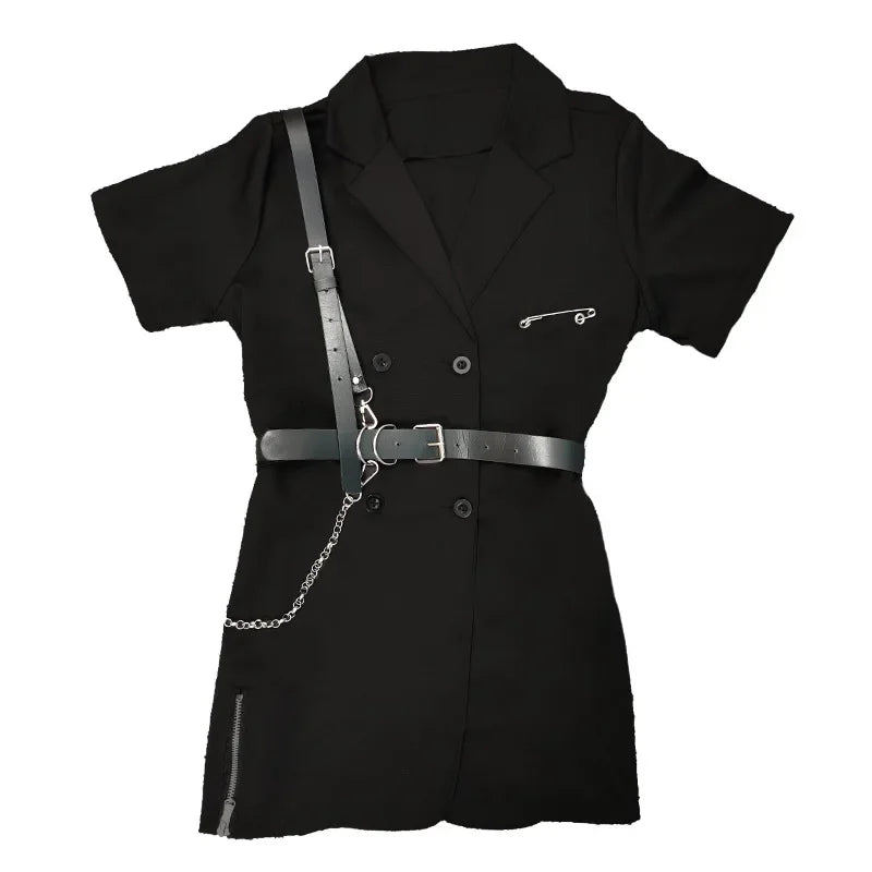 kids dresses for girls black suit mini dress vestidos strap streetwear teens Korean baby clothes children fashion 4 to 16 yrs