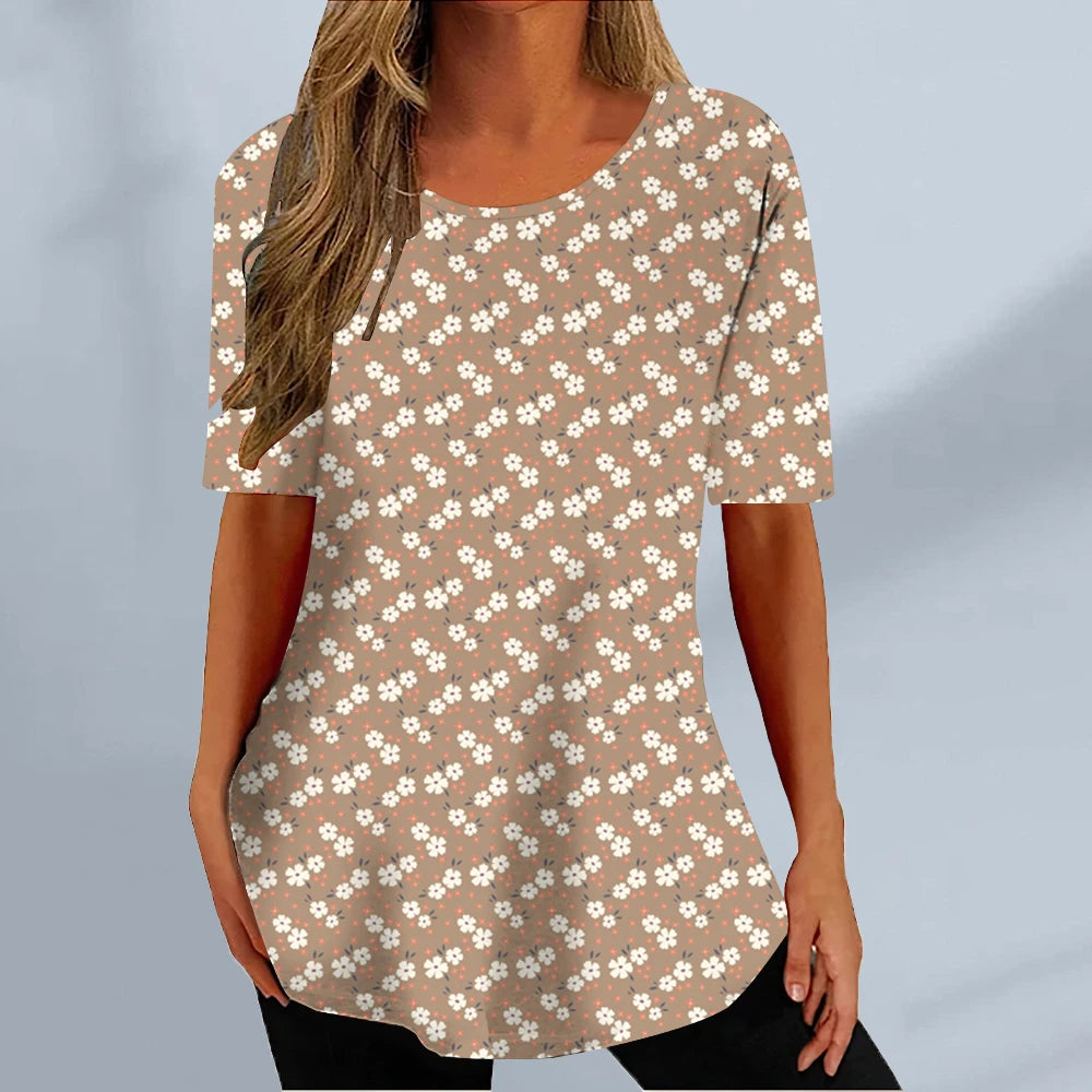 New Women's T-shirt Summer Fashion Short Sleeve Tops Tees Casual Daily Print T Shirt For Women Clothes Plus Sized Girls Clothing