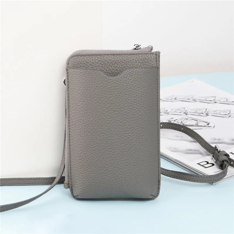 Fashion Genuine Leather Phone Crossbody Bag Women Mini PU Leather Shoulder Messenger Bag 2025 New Ladies Luxury Phone Purse