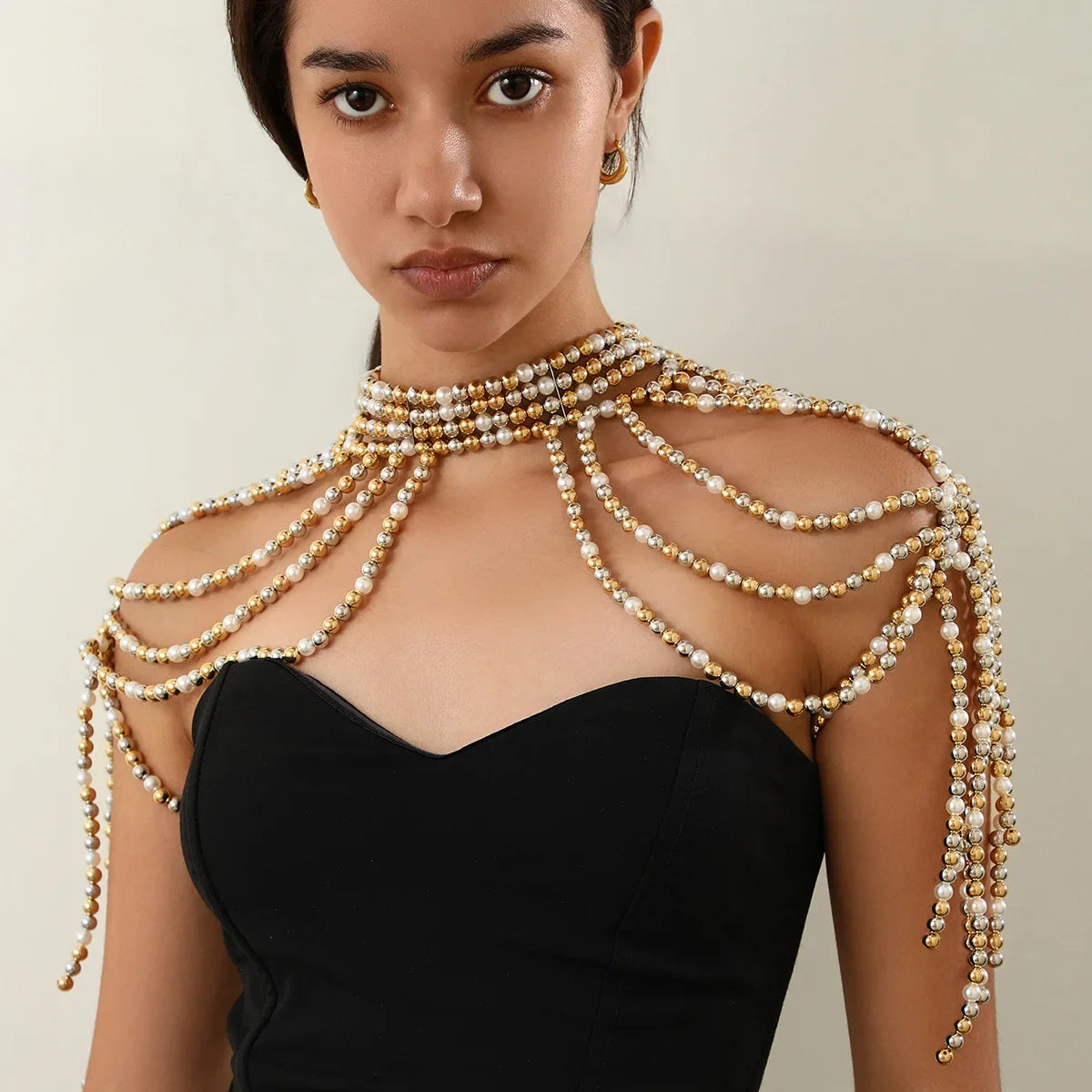 Premium Woven Shawl Sexy Tоy for Woman Chain Pearl Waist Jewelry Accessories Retro Women Apparel Exaggeration Body Fashion Belly