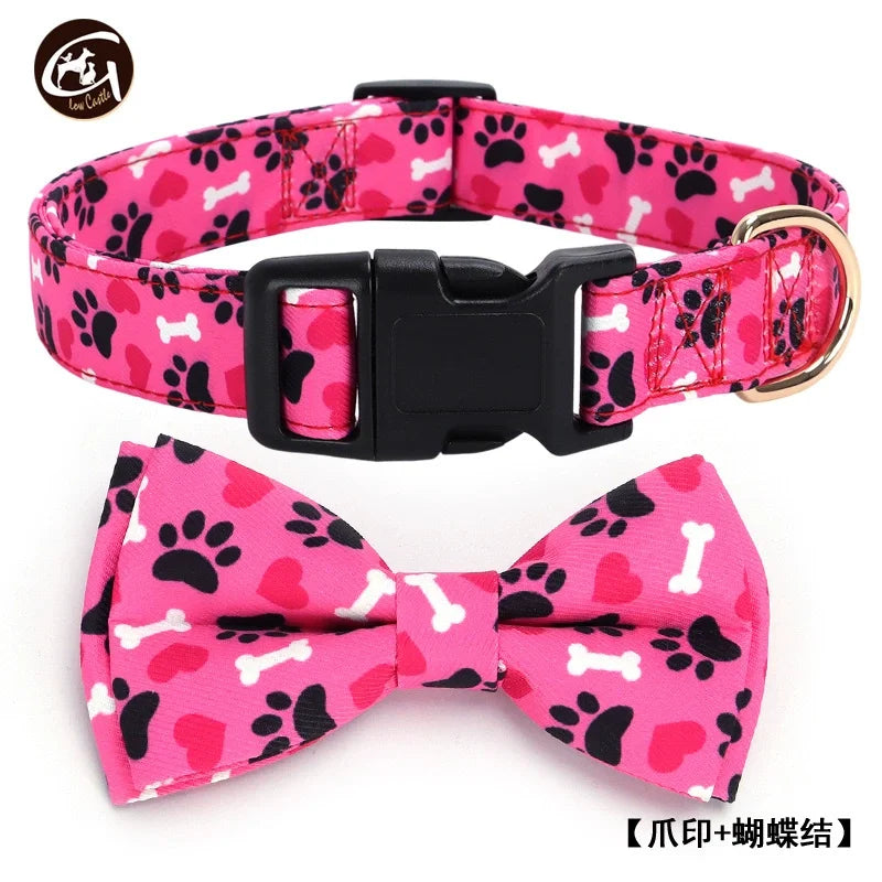 1Pcs Valentine's Day gift Paws Personlized Pink Valentine Dog cat Collar with Bow Heart Pet Collar Flower Dog Collar Large Small Dog