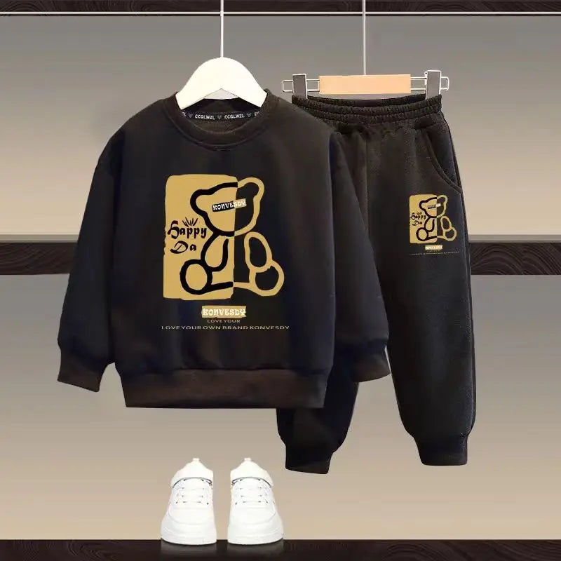 Herbst Baby Mädchen Kleidung Set Kid Junge Cartoon Bär Gedruckt Sweatshirt Pullover Und Hosen 2 stücke Anzug Kinder Top Bottom Trainingsanzug