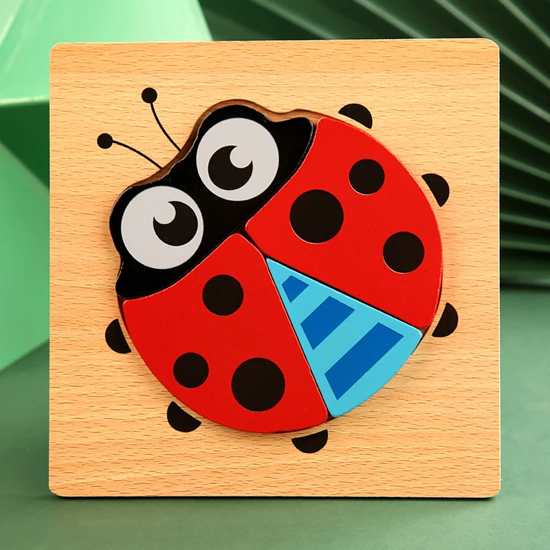 High Quality 3D Wooden Puzzle Baby Cartoon Animal Traffic Jigsaw Early Learning Cognition Game Puzzle Toys for Children