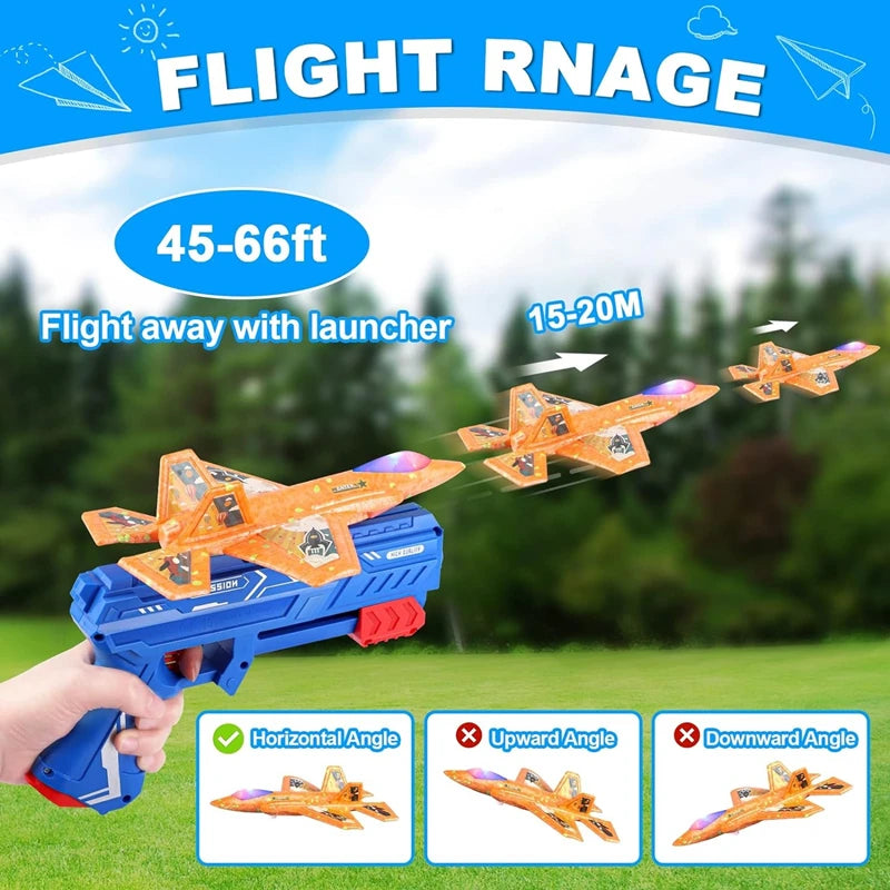 7,4 Zoll F-35 Flugzeugwerfer aus Schaumstoff, Spielzeug-Katapultflugzeug mit weicher Kugelpistole für Kinder, Outdoor-Flugzeuge, Flugspielzeug, Geburtstagsgeschenke