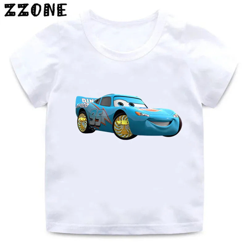 Hot Sale Car Pixar Lightning McQueen Print Cartoon Kids T-Shirts Girls Clothes Baby Boys T shirt Summer Children Tops,ooo5534