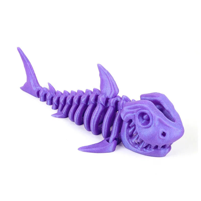 3D Printed Bony Shark Model Toys Animals Figurines Multi-Jointed Fishbowl Setting Decorative Desktop Ornament Kids Novelty Gifts