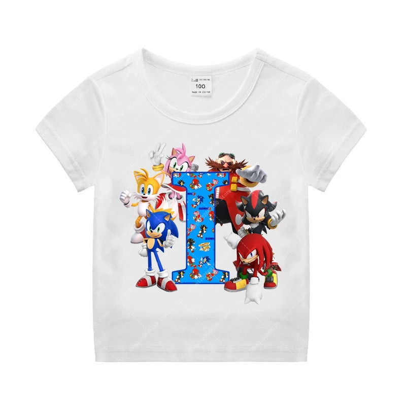 Sonics Kinder Sommer Baumwolle T-shirt Jungen Kurzarm Tops Anime Gedruckt Kleidung Kinder Cartoon Nette T-shirt Kleidung Weihnachten Geschenke 2025