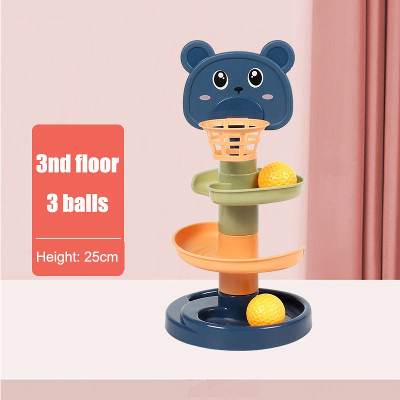 Montessori Baby Toys Rolling Ball Pile Tower Finger Skill Training Educational Games Rotating Stacking Track Infants Development