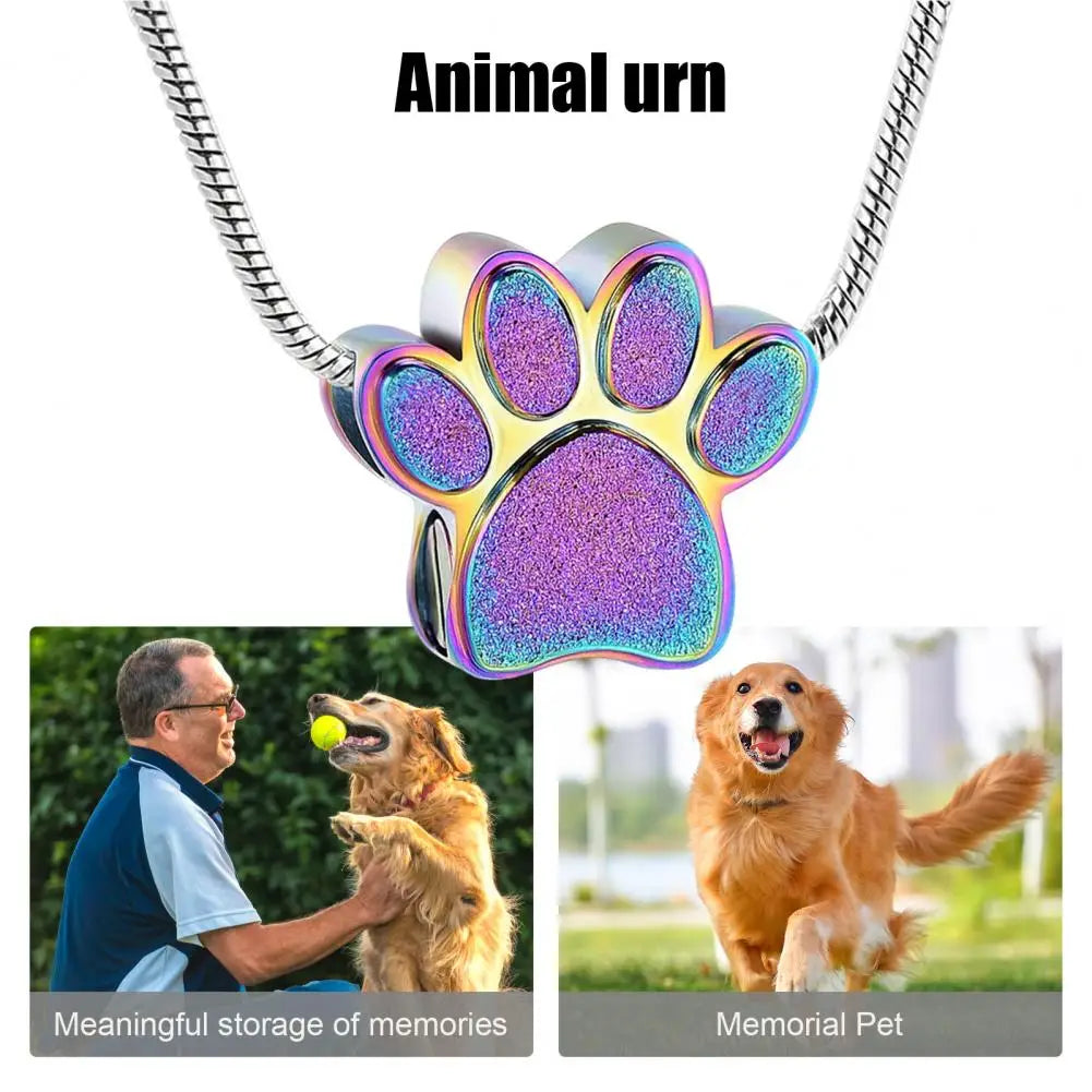 Meaningful Pet Ash Pendant Pet Paw Print Cremation Necklace for Ash Keepsake Jewelry Cat Dog Urn Pendant for Ash for Man/women