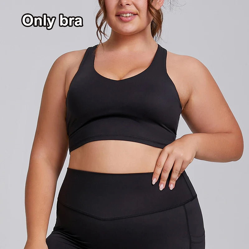 Women Gym Set Plus Size Workout Oufit Curvy Lady Sports Bra Yoga Leggings Oversize Tracksuit XXXL Extended Size Women Clothing
