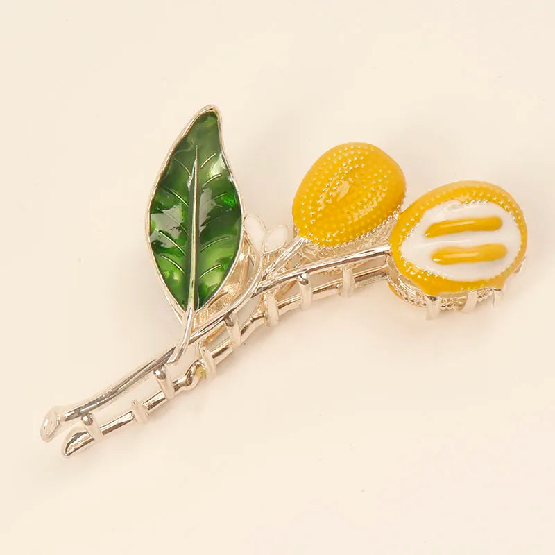 fresh Durian Metal Hair Clip Hair claws fruit oil drop flower Personality Fruit Funny Hair Claw Hairpin for Women Girls Headwear