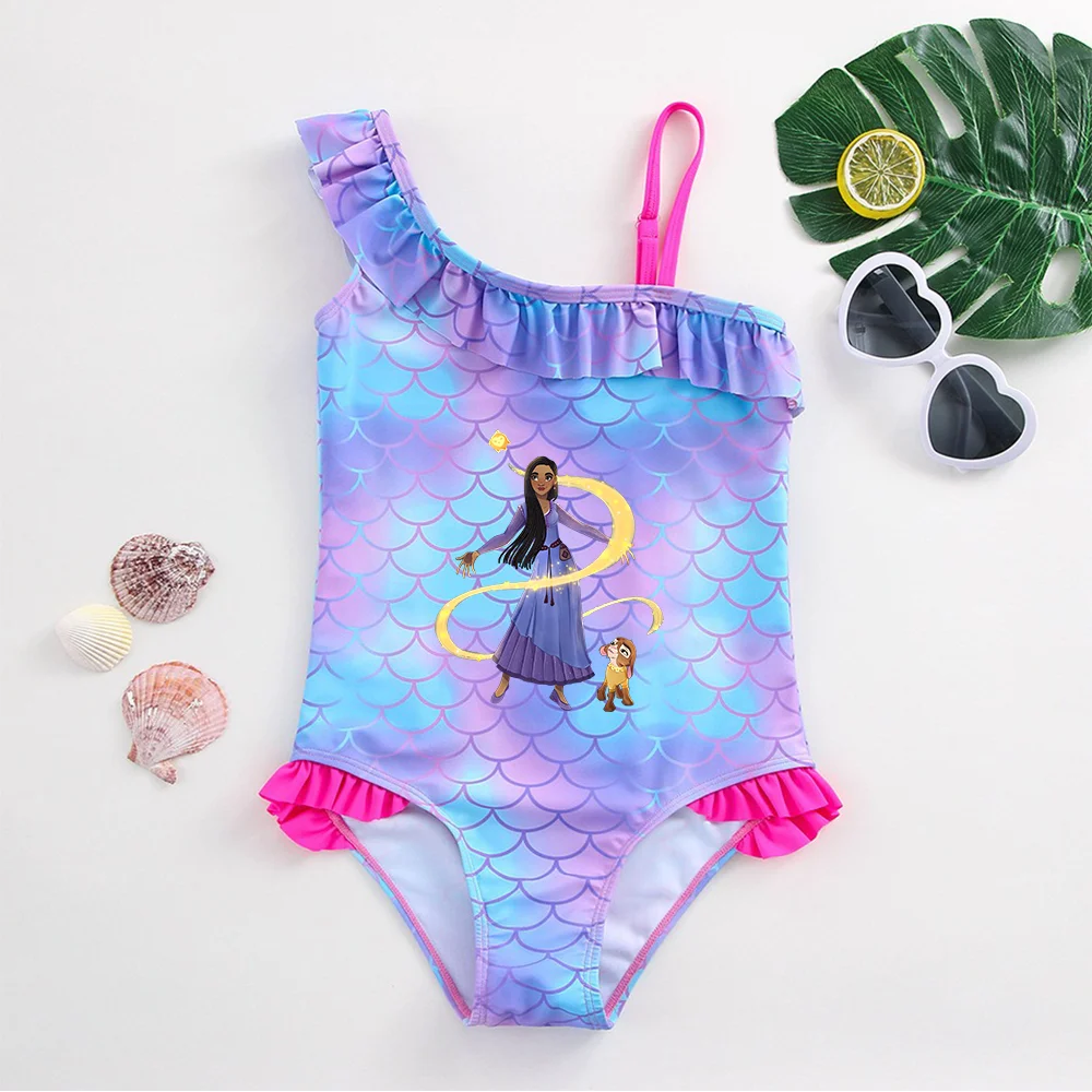 Movie Wish Girls Swimsuit Fashion Mermaid Fish One-Piece Bathing Suits Children's Dresses Summer Swimwear Beach Suit Kids Wear