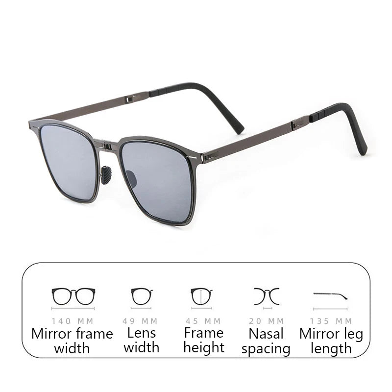 1PC Portable Fishing Polarized Retro Square Sunglasses HD Fashionable New Ultra Light Stainless Steel Folding Sunglasses