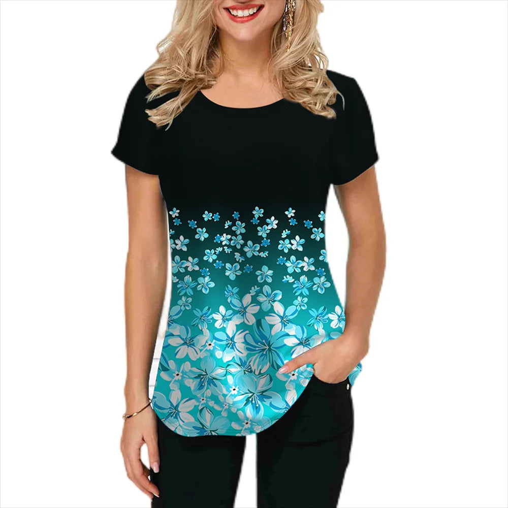 New Women's T-shirt Summer Fashion Short Sleeve Tops Tees Casual Daily Print T Shirt For Women Clothes Plus Sized Girls Clothing