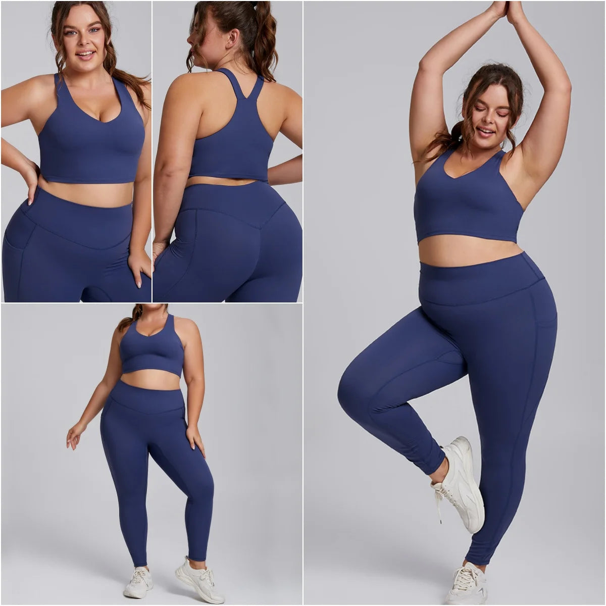 Women Gym Set Plus Size Workout Oufit Curvy Lady Sports Bra Yoga Leggings Oversize Tracksuit XXXL Extended Size Women Clothing