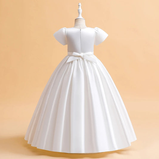 Elegante Brautjungfernkleider für Mädchen, Hochzeitsfeierkleid, weiß, Erstkommunion, Zeremonie, langes Abendkleid, Sommerkleidung für Kinder