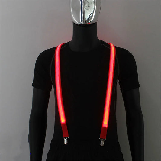 LED Men's Led Glow Suspenders Bow Tie DIY Music Suspenders Decorations Birthday Wedding Festival Costume Glow Party Supplies