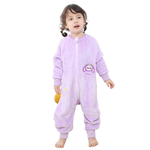 MICHLEY Cartoon Flannel Children Baby Sleeping Bag Sack Warm Winter Clothes Toddler Sleepsack Pajamas For Girls Boys Kids 1-6T