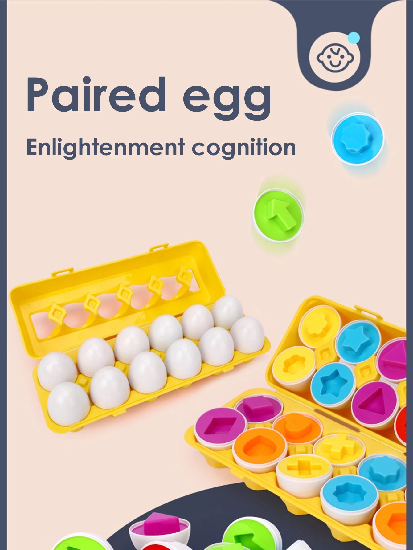 6Pcs Baby Smart Eggs Montessori Educational Toys For Children Color Shape Matching Recognize Toddler Intelligent Learning