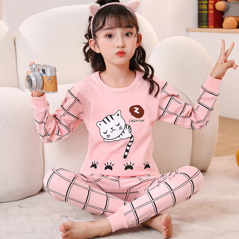 Autumn Winter Baby Girl Clothes Pajamas Sets Boys Pyjamas Kids Homewear Cotton Nightwear Children's Indoor Clothing Pijamas Suit