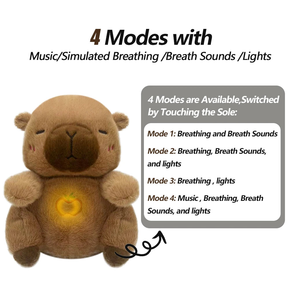 Atmender Bär, Baby-Capybara-Otter, Plüschpuppe, Spielzeug, Baby, Kinder, beruhigende Musik, Baby, Schlafbegleiter, Ton und Licht, Puppenspielzeug, Geschenk