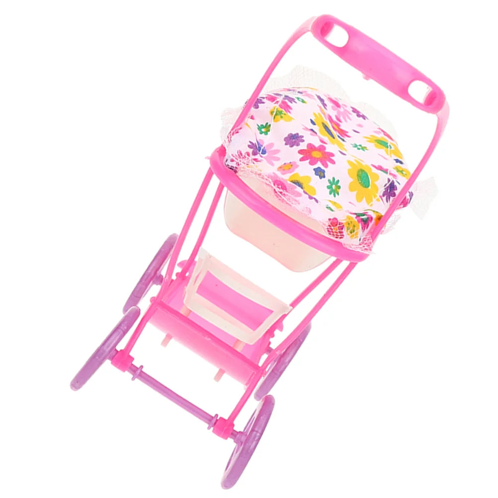 Baby Stroller Realistic Model Toy for Dolls Toddler Plastic Tabletop Decor