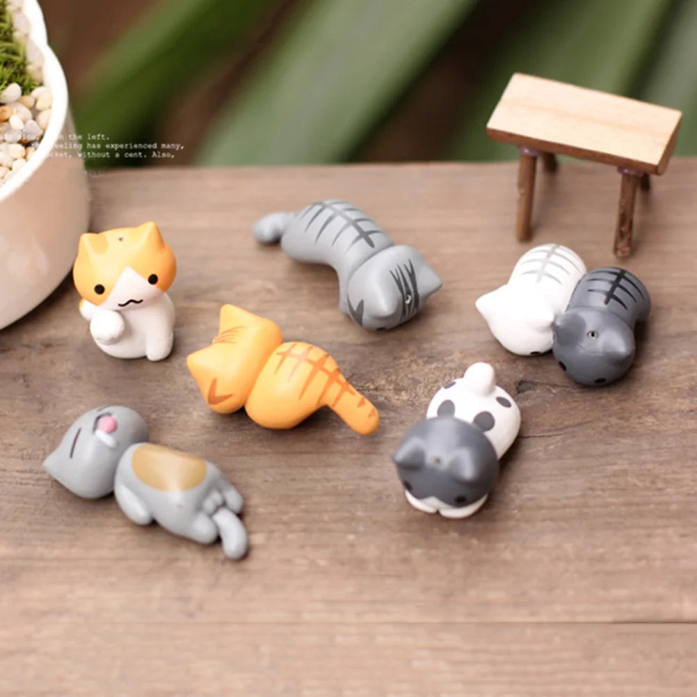 2 PCS Bonsai Plant Decorations Craft Miniatures Garden Korean Version PVC Landscape Cat Micro