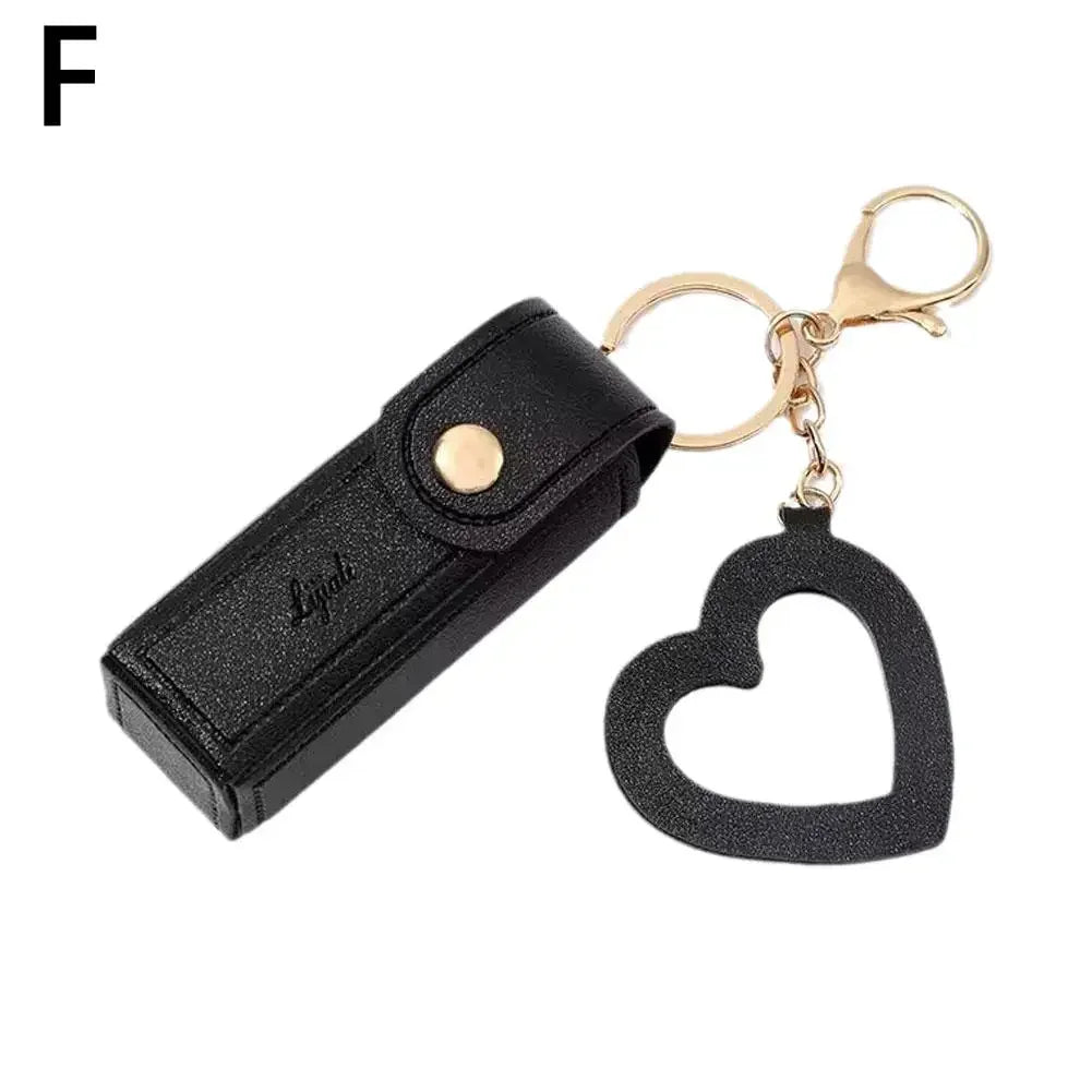 Portable Lipstick Organizer Keychain With Mirror, Glitter Lipstick Bags PU Mini Lip Gloss Bag Lipstick Holder For Women Gir E2J1