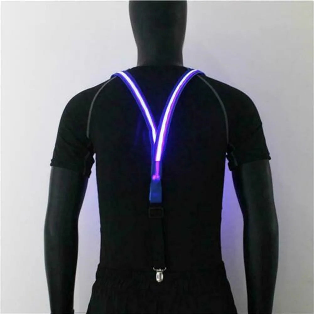 LED Men's Led Glow Suspenders Bow Tie DIY Music Suspenders Decorations Birthday Wedding Festival Costume Glow Party Supplies