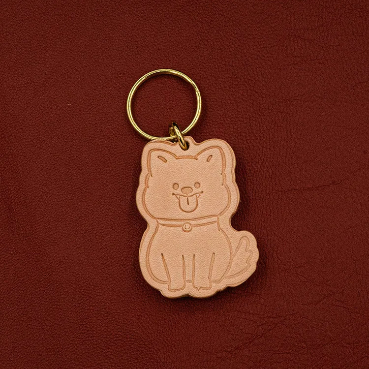 Corgi Cute Keychain Leather Cowhide Key Chain Pendant Pet Dog Shiba Inu Bag Charm Key Ring Gift for Girl Besties Accessories