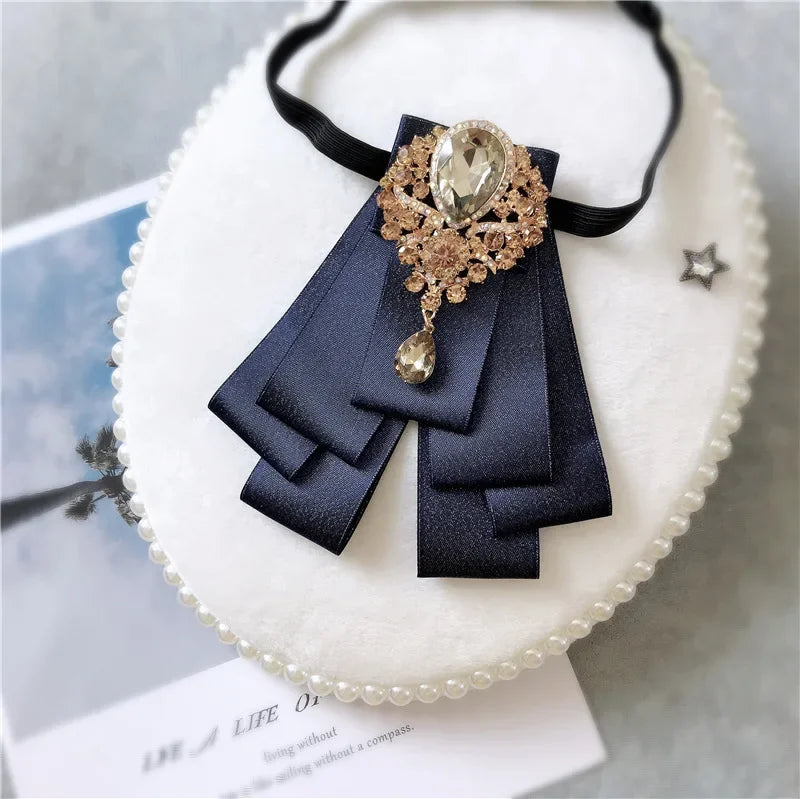 Men's Wedding Bow Ties Women's Accessories British Korean Business Banquet Formal Dress Shirt Rhinestone Ribbon Bow-tie Gifts mon