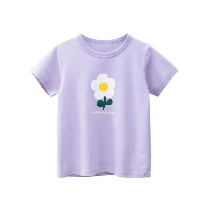 2024 sommer 2-8 Jahre Kinder Mädchen Shorts Ärmel T-shirts Gedruckt Kleines Mädchen Top Baby Mädchen T Shirts Kinder kleinkind Mädchen Kleidung