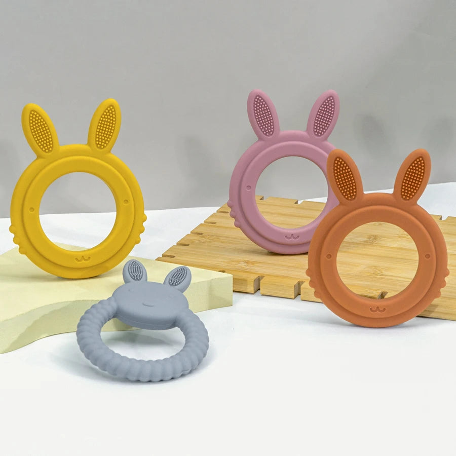 1 Stücke Baby Beißring Silikon Spielzeug BPA FREI Cartoon Kaninchen Pflege Zahnen Geschenke Baby Gesundheit Molaren Kauen Neugeborenen Zubehör Spielzeug
