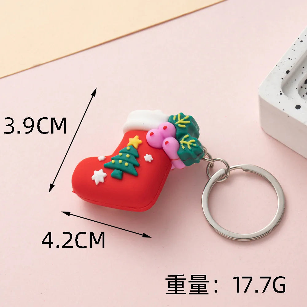 Christmas Keychain Cartoon Cute Doll Pendant Santa Claus Snowman Tree Keyring for Men Women Party Decoration Souvenir