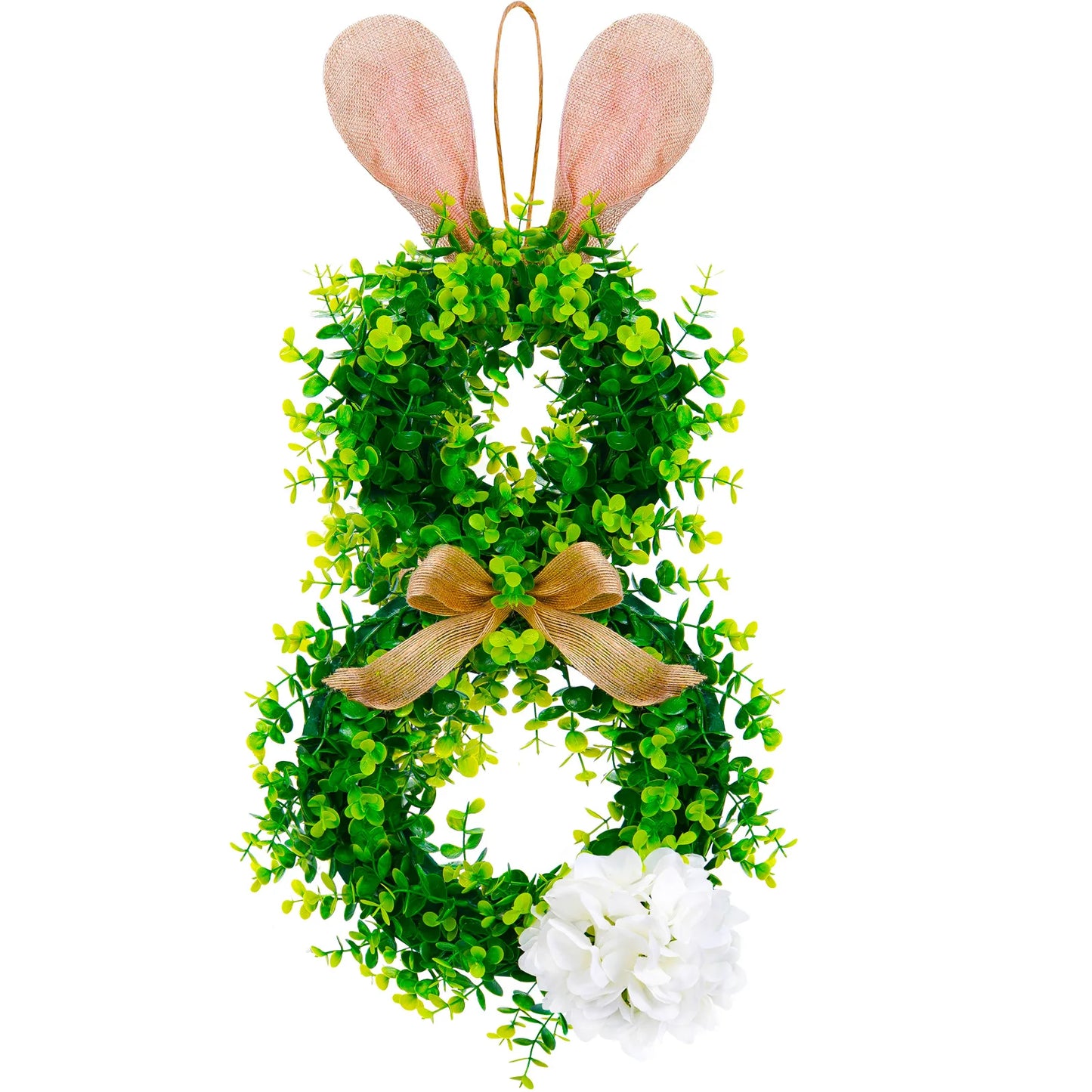 2025 New Easter Bunny Wreath Hanging Decorations Artificial Plants Rabbit Wreath Front Door Window Hanging Wreath Decorations