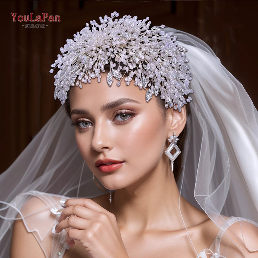 YouLaPan Handmade Crystal Bridal Hair Crown High Quality Bridal Tiara Headdress Wedding Hair Accessories Woman Headband HP397