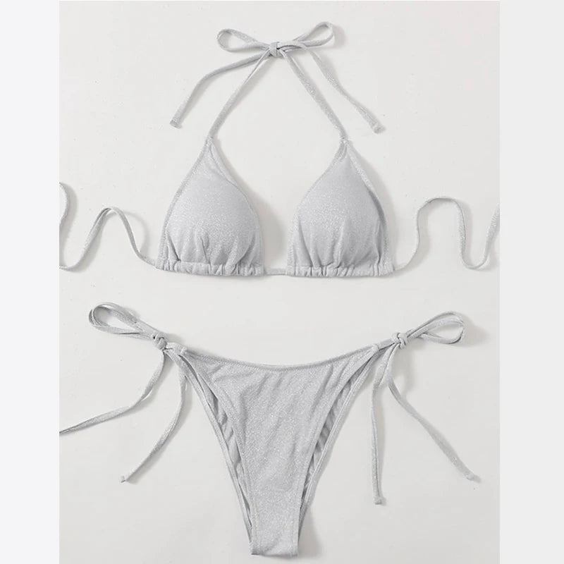 NHKDSASA Swimsuit 2022 New Swimwear Plus Size Bikini Set Arrival Halter Bandage Push Up Brazilian Biquini Separate Swimsuit
