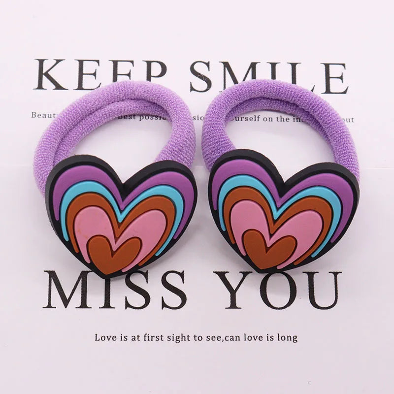 2Pcs Cute Animal Cat Hair Accessories Children Rubber Bands Scrunchies Elastic Hair Bands Girls Headband Decorations Ties Gum