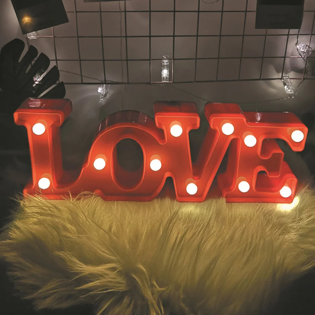 Love Light Dining Room Table Decor Centerpiece Lamp Decoration Marquee Lights Valentine Plastic Sign Valentines Day Letter for