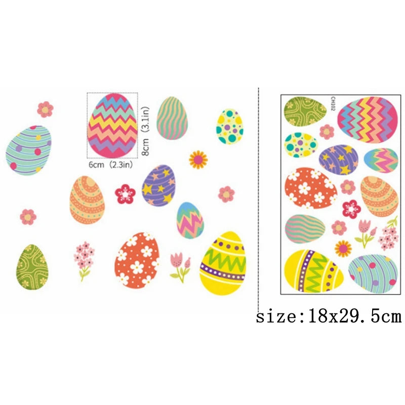 Happy Easter Window Stickers Rabbit Eggs Chick Wall Stickers Easter Decorations for Home 2022 Easter Party Bunny Wall Decals