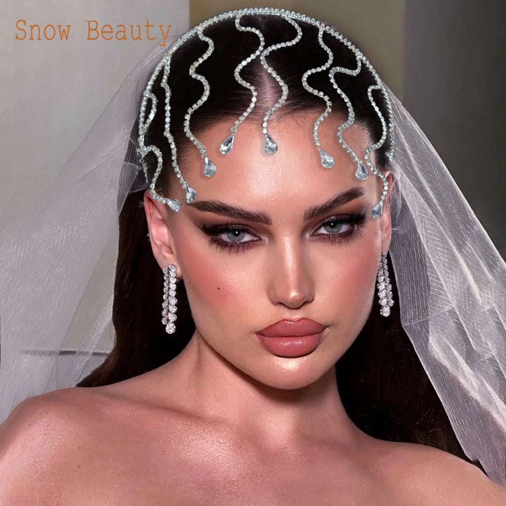 A453 Sparkly Rhinestone Bridal Tiara Hair Accessories Wedding Headbands Crystal Hair Ornament Women Crown Crystal Headwear