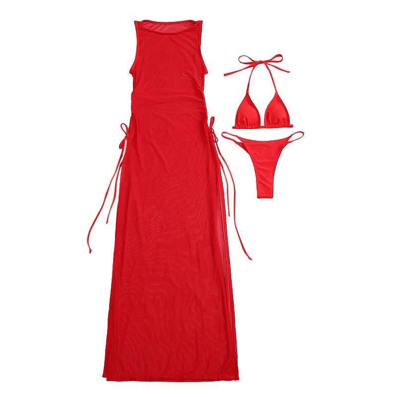 3PCS Beach Dress Bikini Set Pad Swimwear for women