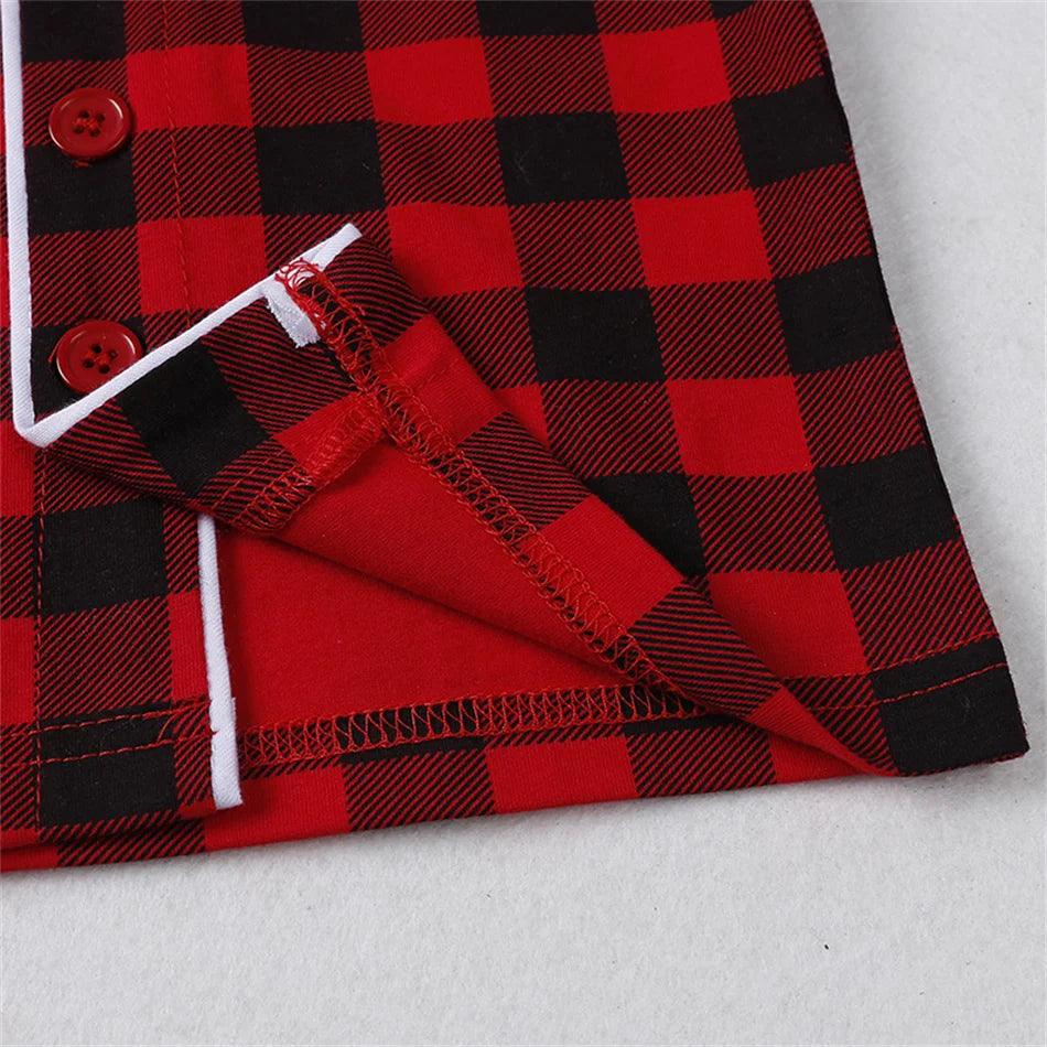 Weihnachts-Loungewear für Kleinkinder, rot/schwarz kariert, langärmelig, lässiger Pyjama für Babys, Jungen und Mädchen, weiche, warme Nachtwäsche