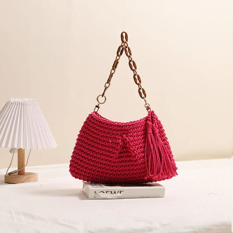 Straw Clutch Purse For Women Woven Beach Bag Summer Crochet Tote Handbag Purse Raffia Bag Casual Rattan Female Shoulder Bag