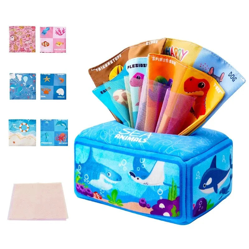 Baby Ziehen Papier Handtuch Reißen Tissue Box Baby Puzzle Frühen Bildung Montessori Kinder Tuch Spielzeug