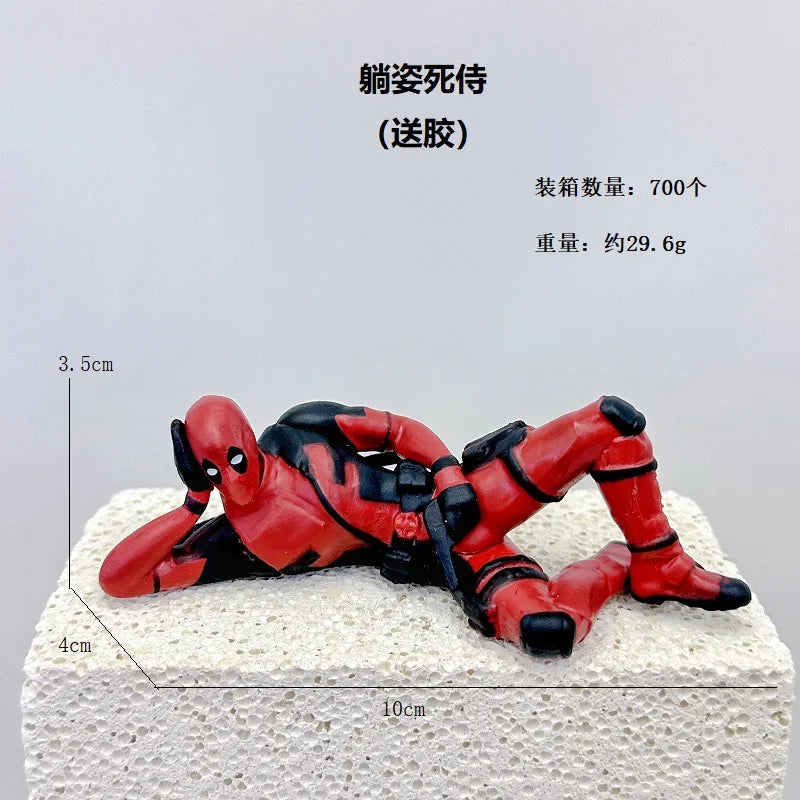 The Avengers Deadpool Sitting Posture Lying Posture Sleeping Posture Handmade Model Desktop Computer Car Decoration Kid Toy Gift